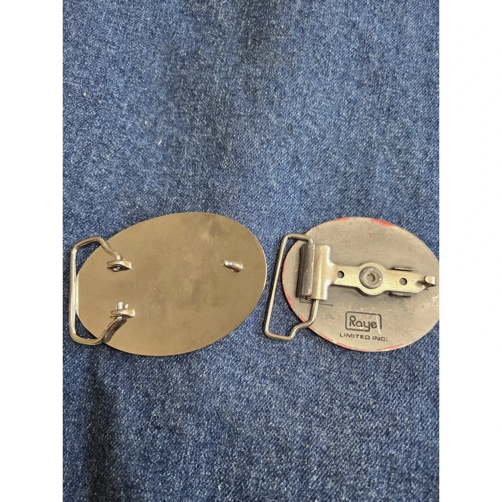 Lot of 2 Michigan Memorabilia Belt Buckles - Baseball & National Guard
